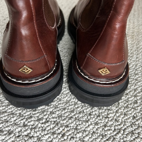 SANDRO Noha Leather Chelsea Boots Notched Gold size 38 39 7.5 - Picture 10 of 16